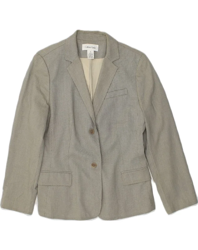 Timeless Women's Fashion Styles CALVIN KLEIN Womens 2 Button Blazer Jacket US 8 Medium Grey Polyester Timeless Women's Fashion Styles CALVIN KLEIN Womens 2 Button Blazer Jacket US 8 Medium Grey Polyester
