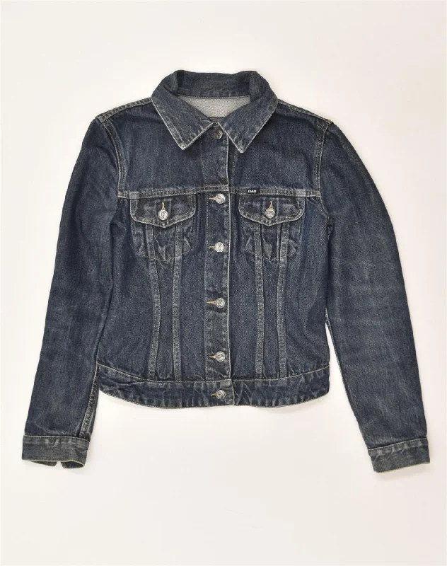 Women's Trendy Clothing GAS Womens Graphic Denim Jacket UK 8 Small Navy Blue Floral Cotton Women's Trendy Clothing GAS Womens Graphic Denim Jacket UK 8 Small Navy Blue Floral Cotton