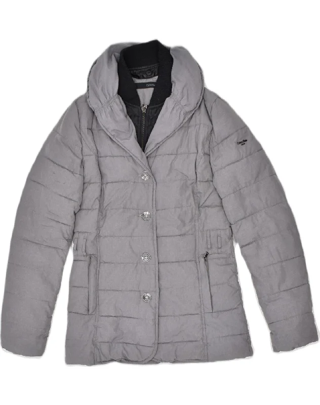 Affordable Women's Outfit CALVIN KLEIN Womens Padded Jacket UK 10 Small Grey Nylon