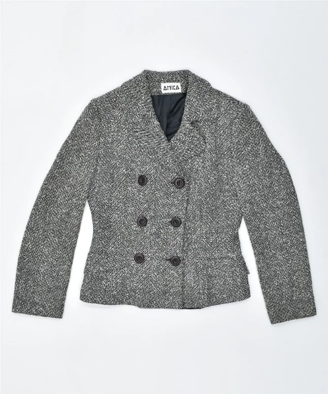 Women's Evening Apparel AMICA Womens Double Breasted Blazer Jacket UK 12 Medium Black Polyester Women's Evening Apparel AMICA Womens Double Breasted Blazer Jacket UK 12 Medium Black Polyester