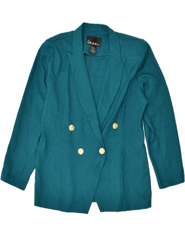 Best Boutiques Online VINTAGE Womens Double Breasted Blazer Jacket US 14 XL Turquoise Polyester Best Boutiques Online VINTAGE Womens Double Breasted Blazer Jacket US 14 XL Turquoise Polyester