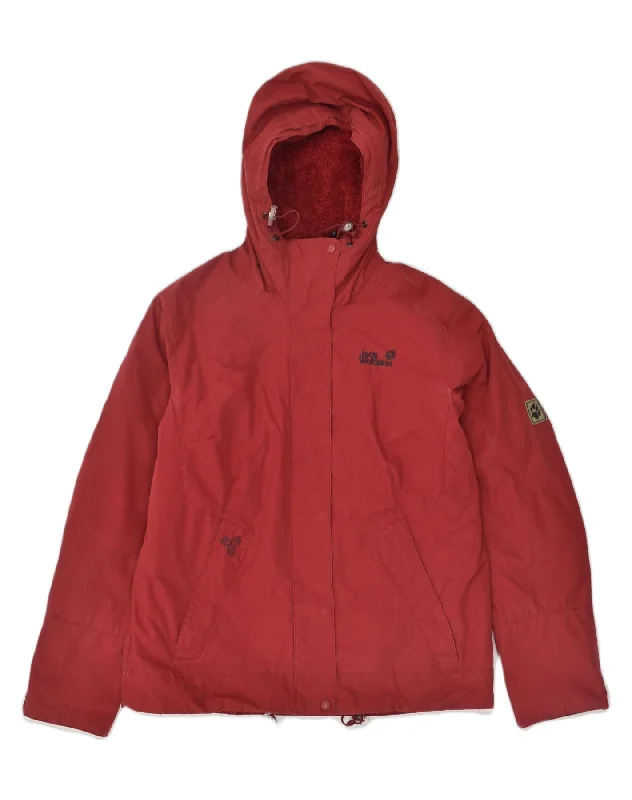 Festival Fashion JACK WOLFSKIN Womens Hooded Windbreaker Jacket UK 12 Medium Red Polyester Festival Fashion JACK WOLFSKIN Womens Hooded Windbreaker Jacket UK 12 Medium Red Polyester