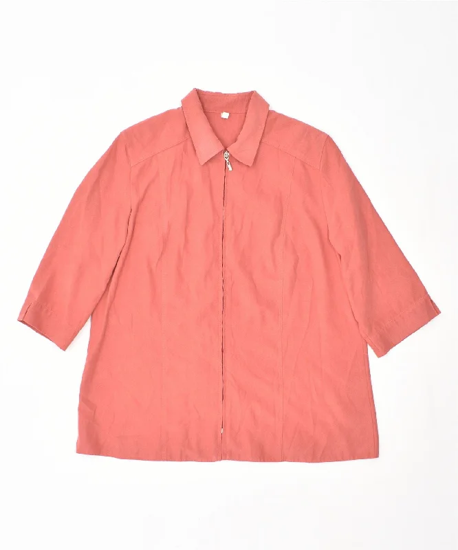 Women's Street Style Casual Wear VINTAGE Womens 3/4 Sleeve Overcoat UK 20 2XL Pink Polyester Women's Street Style Casual Wear VINTAGE Womens 3/4 Sleeve Overcoat UK 20 2XL Pink Polyester
