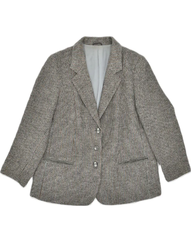 Fashion-Forward Women's Clothing VINTAGE Womens 3 Button Blazer Jacket UK 14 Medium Grey Striped Wool Fashion-Forward Women's Clothing VINTAGE Womens 3 Button Blazer Jacket UK 14 Medium Grey Striped Wool