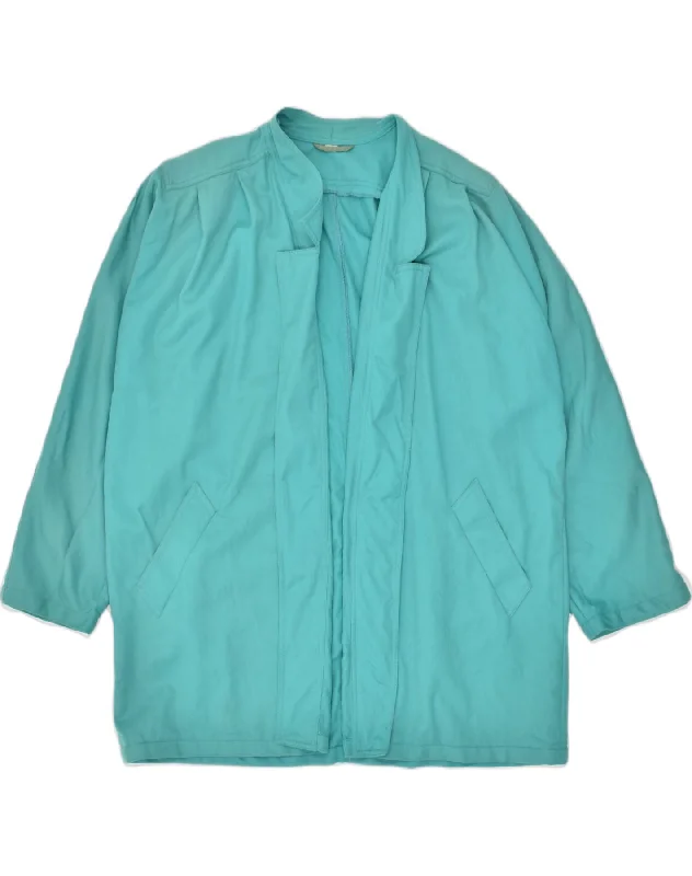 Holiday Discount VINTAGE Womens Open Blazer Jacket EU 44 XL Green Cotton