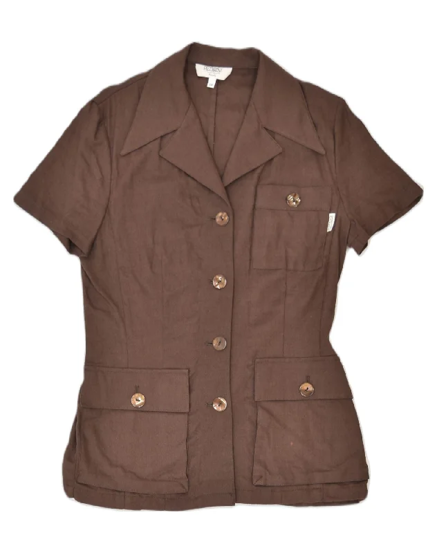 Women's Resort Attire VINTAGE Womens 4 Button Short Sleeve Blazer Jacket IT46 Large Brown Women's Resort Attire VINTAGE Womens 4 Button Short Sleeve Blazer Jacket IT46 Large Brown
