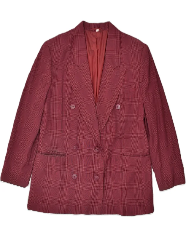 Classic Clothes For Women CAROL Womens Double Breasted Blazer Jacket IT 46 Large Burgundy Check Classic Clothes For Women CAROL Womens Double Breasted Blazer Jacket IT 46 Large Burgundy Check