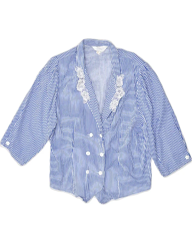 Unique Women's Fashion Pieces VINTAGE Womens 3/4 Sleeve Double Breasted Blazer Jacket EU 46 Large Blue Unique Women's Fashion Pieces VINTAGE Womens 3/4 Sleeve Double Breasted Blazer Jacket EU 46 Large Blue