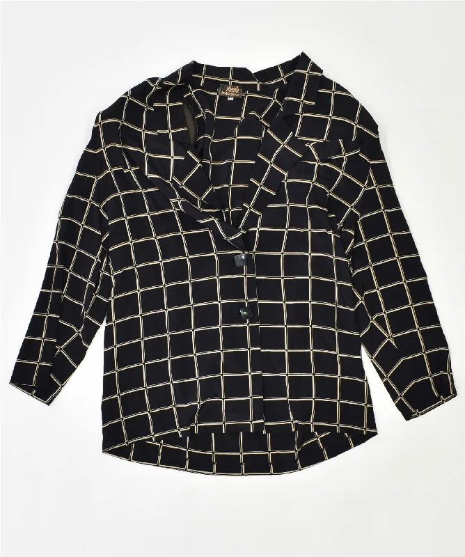 Women Online Clothing Boutiques IHANA Womens 2 Button Blazer Jacket IT 42 Medium Black Acetate Vintage