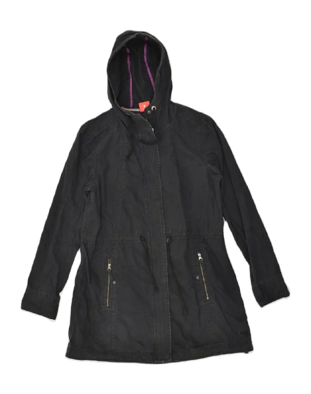 Fashion Essentials PUMA Womens Hooded Overcoat UK 12 Medium Black Cotton