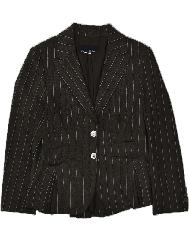 Women's Activewear Attire LES COPAINS Womens 2 Button Blazer Jacket UK 14 Medium Grey Pinstripe