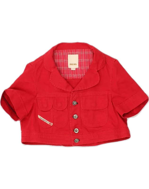Comfortable Women's Clothes DIESEL Womens Crop Short Sleeve Denim Jacket UK 6 XS Red Cotton Comfortable Women's Clothes DIESEL Womens Crop Short Sleeve Denim Jacket UK 6 XS Red Cotton