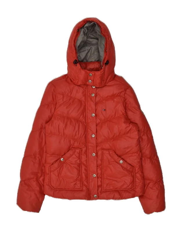 Women's Transitional Clothes TOMMY HILFIGER Womens Hooded Padded Jacket UK 10 Small Red Nylon Women's Transitional Clothes TOMMY HILFIGER Womens Hooded Padded Jacket UK 10 Small Red Nylon