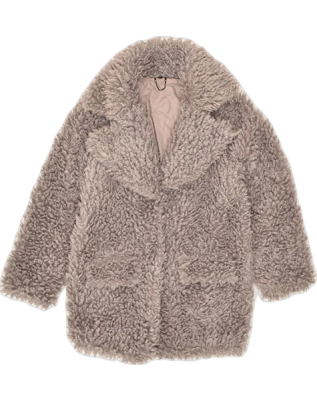 Women's Chic Outerwear Outfit VINTAGE Womens Faux Fur Overcoat UK 10 Small Grey Polyester Women's Chic Outerwear Outfit VINTAGE Womens Faux Fur Overcoat UK 10 Small Grey Polyester