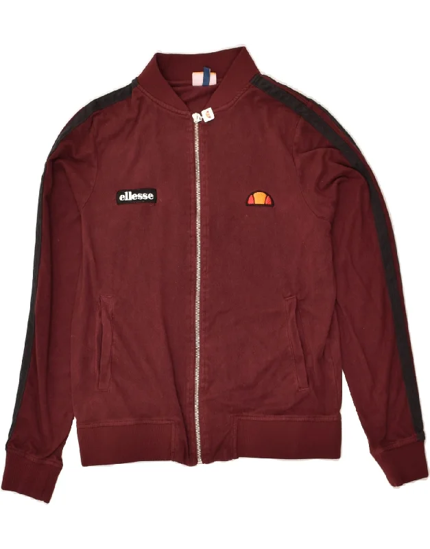 Timeless Classics ELLESSE Womens Fleece Jacket UK 8 Small Burgundy Polyester