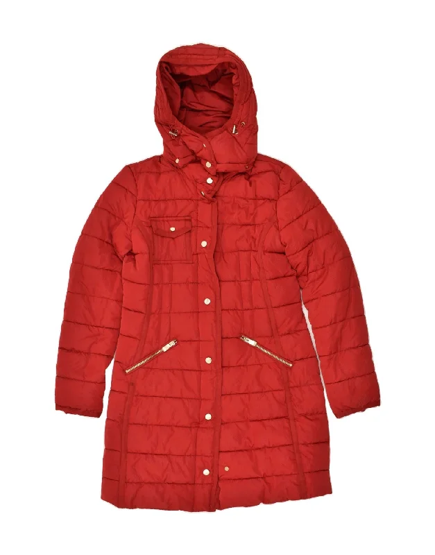 Flash Sale Online DESIGUAL Womens Hooded Padded Coat EU 40 Medium Red Polyester