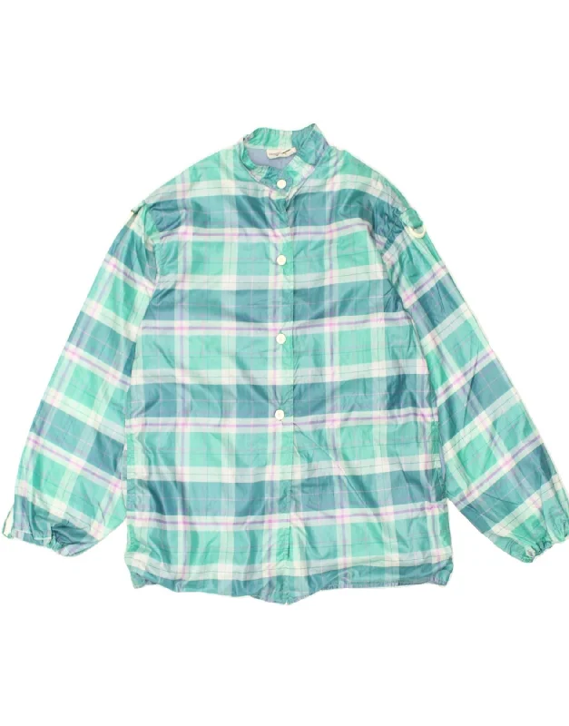 Women's Outdoor Attire VINTAGE Womens Bomber Jacket IT 46 Large Blue Check Polyamide Women's Outdoor Attire VINTAGE Womens Bomber Jacket IT 46 Large Blue Check Polyamide