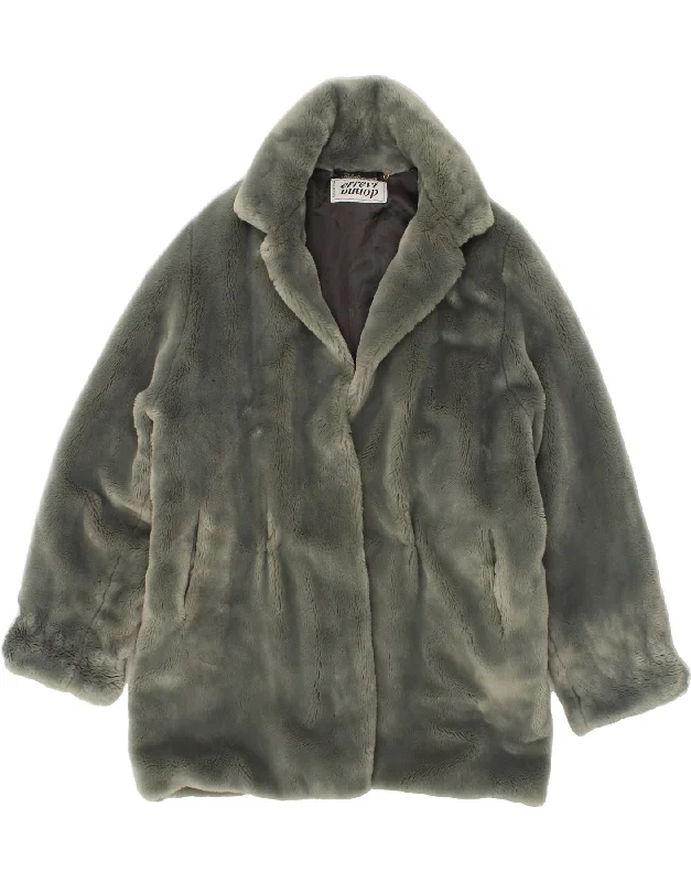 Affordable Women's Fashion VINTAGE Womens Faux Fur Overcoat UK 16 Large Grey Acrylic Affordable Women's Fashion VINTAGE Womens Faux Fur Overcoat UK 16 Large Grey Acrylic