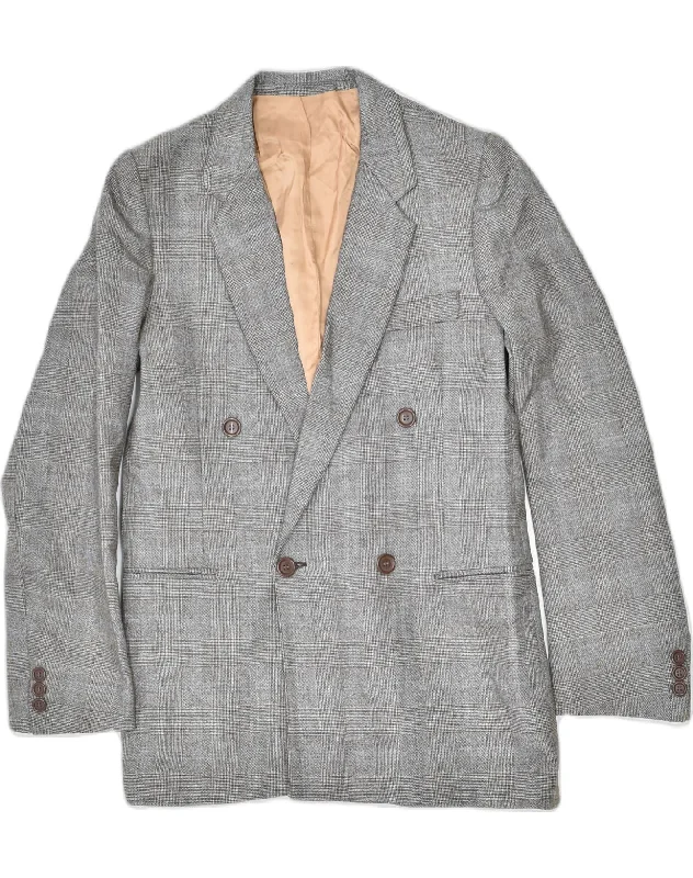 Women's Casual and Dressy Outfits VINTAGE Womens Double Breasted Blazer Jacket IT 44 Medium Grey Check Women's Casual and Dressy Outfits VINTAGE Womens Double Breasted Blazer Jacket IT 44 Medium Grey Check