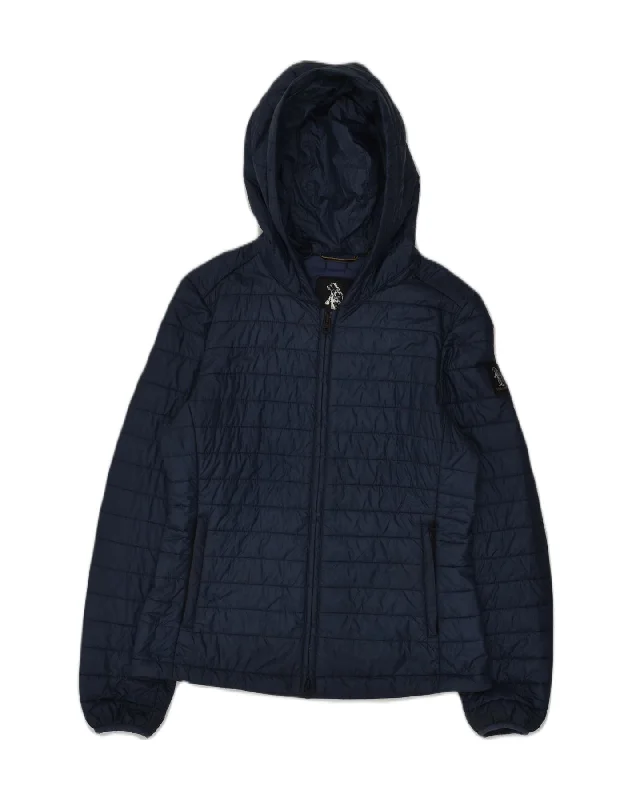 Women's Comfortable Lounge Attire REFRIGUE Womens Hooded Padded Jacket UK 12 Medium Navy Blue