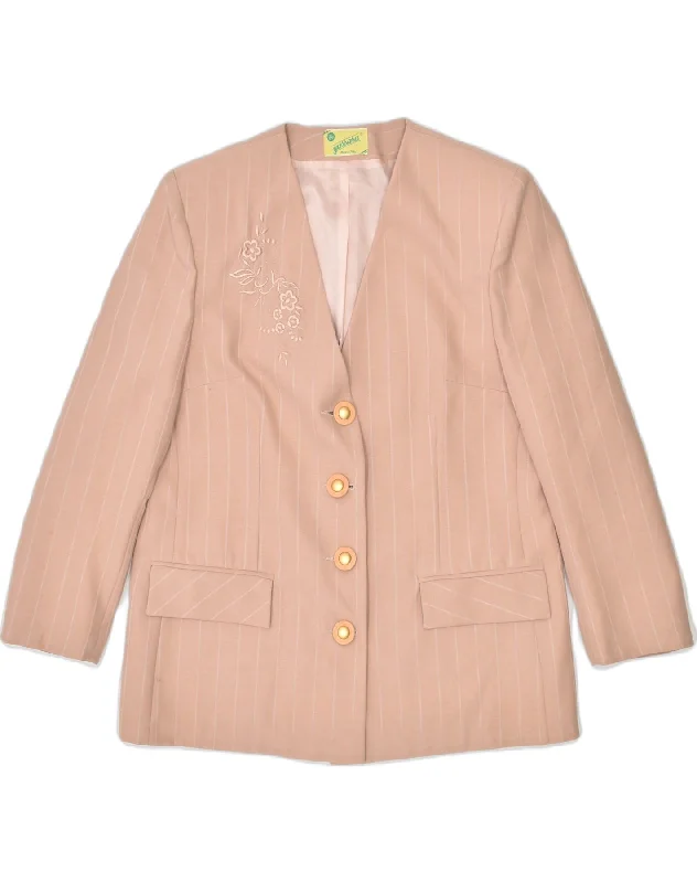 Trendy Athleisure Clothing For Women VINTAGE Womens 4 Button Blazer Jacket IT 48 XL Pink Pinstripe Polyester Trendy Athleisure Clothing For Women VINTAGE Womens 4 Button Blazer Jacket IT 48 XL Pink Pinstripe Polyester