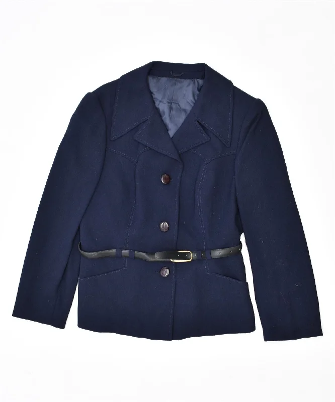 Plus-Size Women's Clothing VINTAGE Womens 3 Button Blazer Jacket UK 12 Medium Navy Blue Plus-Size Women's Clothing VINTAGE Womens 3 Button Blazer Jacket UK 12 Medium Navy Blue
