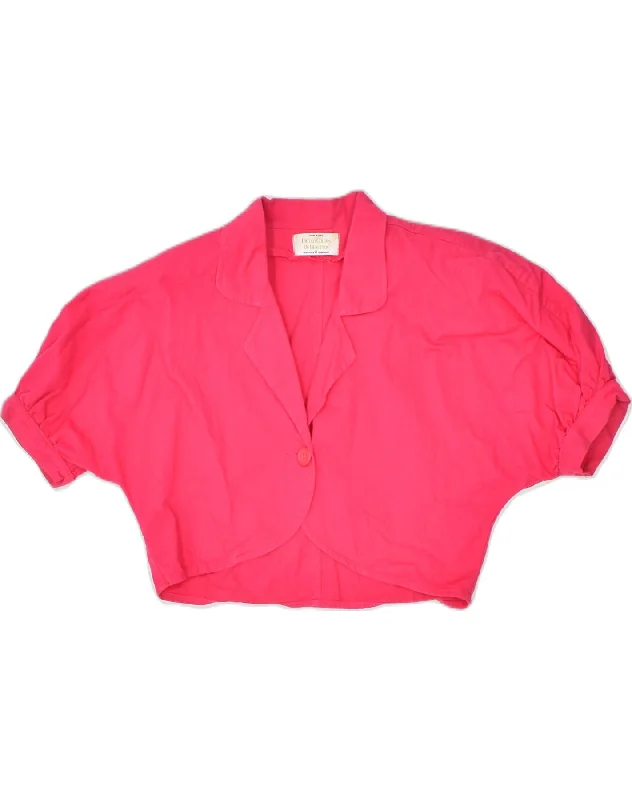 Women's Romantic Outfit BENETTON Womens 1 Button Crop Blazer Jacket IT 42 Medium Pink Cotton Women's Romantic Outfit BENETTON Womens 1 Button Crop Blazer Jacket IT 42 Medium Pink Cotton