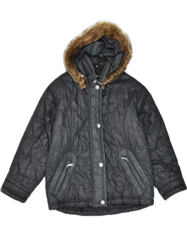 Comfortable Outfit For Women FILA Womens Hooded Padded Jacket IT 42 Medium Black Polyester Comfortable Outfit For Women FILA Womens Hooded Padded Jacket IT 42 Medium Black Polyester