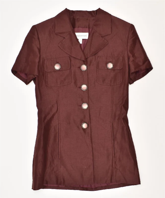 Outlet Clothing SPORTSTAFF Womens 4 Button Blazer Jacket UK 12 Medium Burgundy Linen Outlet Clothing SPORTSTAFF Womens 4 Button Blazer Jacket UK 12 Medium Burgundy Linen