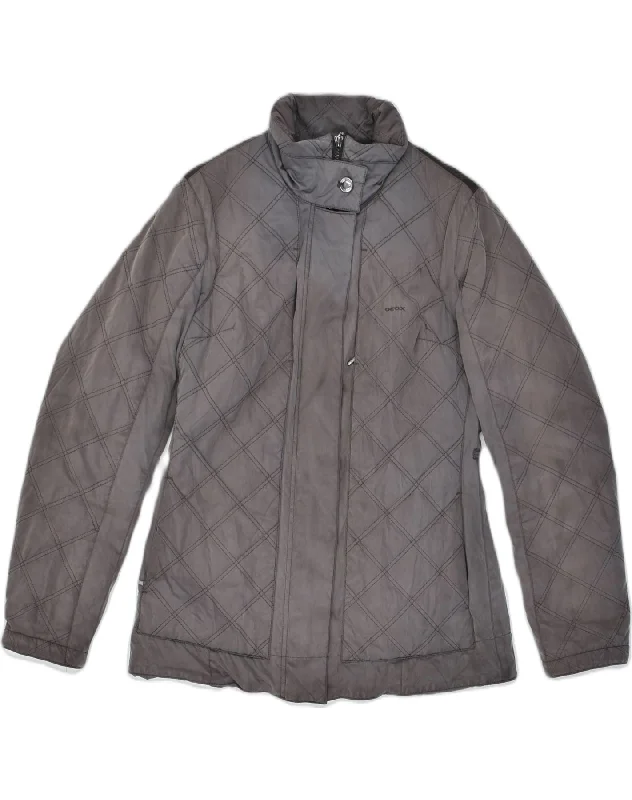 Modern Casual Clothing GEOX Womens Loose Fit Quilted Jacket UK 6 XS Grey Polyester