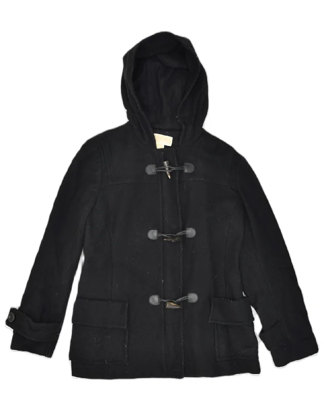 Women's Functional Apparel For Outdoor Activities MICHAEL KORS Womens Hooded Duffle Jacket UK 10 Small Black Wool Women's Functional Apparel For Outdoor Activities MICHAEL KORS Womens Hooded Duffle Jacket UK 10 Small Black Wool