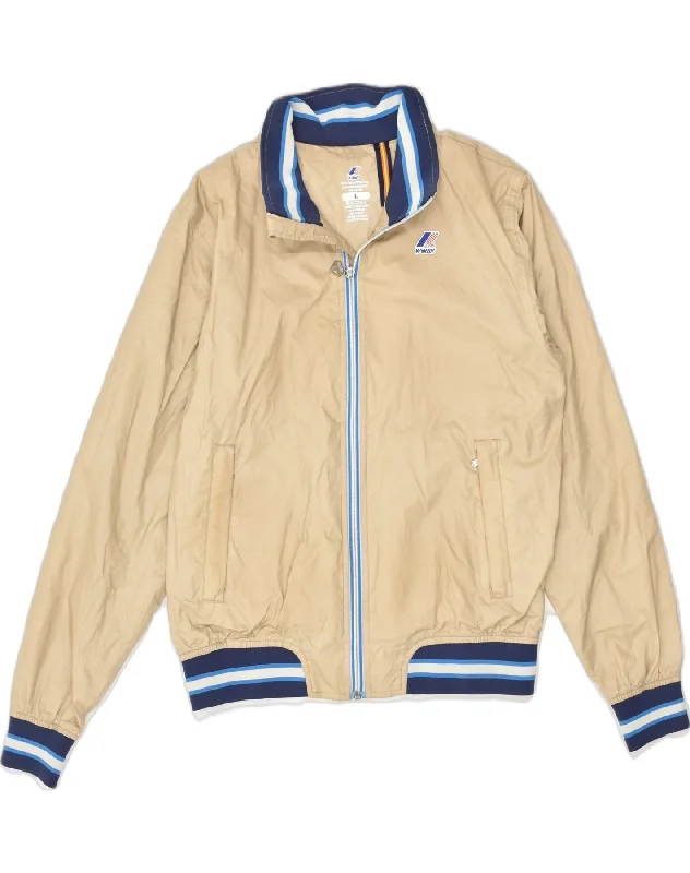 Unique Women's Fashion Pieces K-WAY Womens Bomber Jacket UK 14 Large Beige Polyester Unique Women's Fashion Pieces K-WAY Womens Bomber Jacket UK 14 Large Beige Polyester