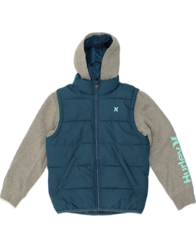 Affordable Women's Clothing HURLEY Womens Hooded Padded Jacket UK 14 Medium Navy Blue Colourblock Affordable Women's Clothing HURLEY Womens Hooded Padded Jacket UK 14 Medium Navy Blue Colourblock