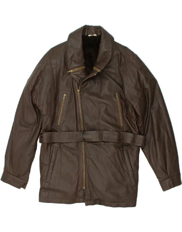 Casual Style for Busy Women VINTAGE Womens Leather Jacket IT 48 XL Brown Leather