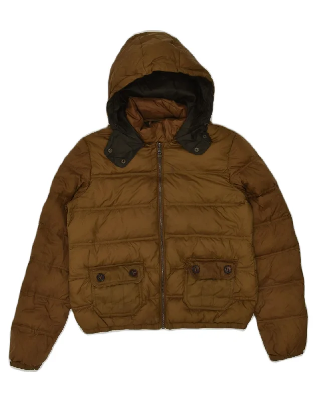 Casual Outfit For Women MASSIMO DUTTI Womens Crop Padded Jacket EU 36 Small Brown