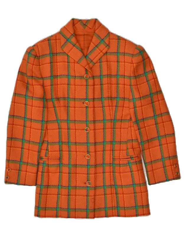 Stylish Clothes For Women VINTAGE Womens Overcoat UK 12 Medium Orange Check