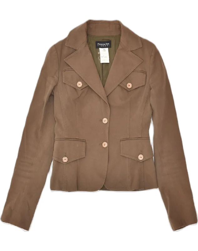 Women's Clothes For The Office PATRIZIA PEPE Womens 2 Button Blazer Jacket IT 40 Small Brown Cotton Women's Clothes For The Office PATRIZIA PEPE Womens 2 Button Blazer Jacket IT 40 Small Brown Cotton