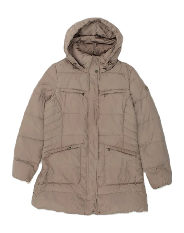 Fashionable Women's Clothing GEOX Womens Hooded Padded Coat UK 12 Medium  Brown Polyester