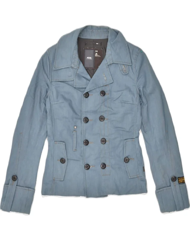 Women's High-Fashion Outfit G-STAR Womens Double Breasted Pea Coat UK 4 XS Blue Cotton Women's High-Fashion Outfit G-STAR Womens Double Breasted Pea Coat UK 4 XS Blue Cotton