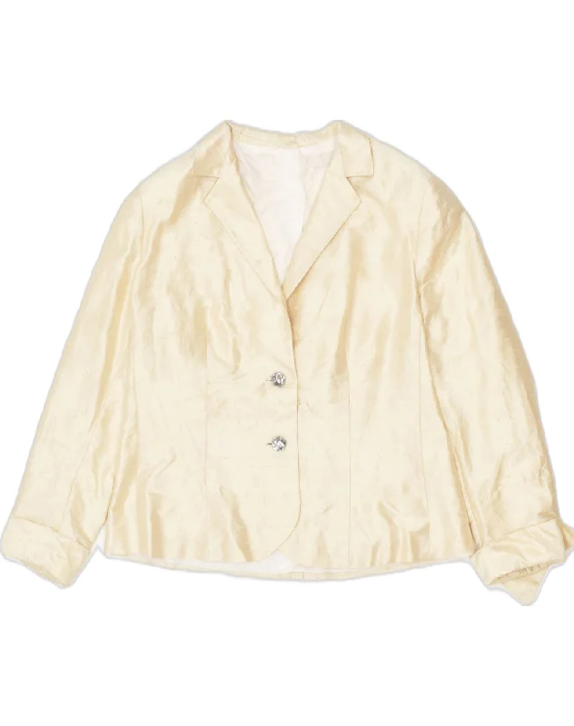 Women's Elegant Clothing Sets VINTAGE Womens 2 Button Blazer Jacket UK 12 Medium Beige Viscose