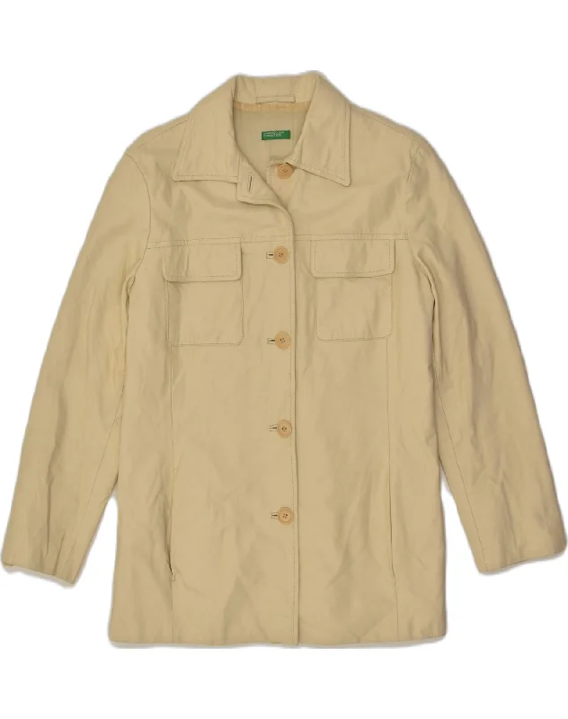 Stylish And Comfortable Clothing For Women BENETTON Womens Leather Jacket UK 14 Medium Beige Leather Stylish And Comfortable Clothing For Women BENETTON Womens Leather Jacket UK 14 Medium Beige Leather