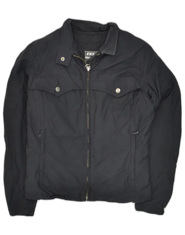 Glamorous Evening Wear BREMA Womens Graphic Bomber Jacket IT 40 Small Navy Blue Polyester