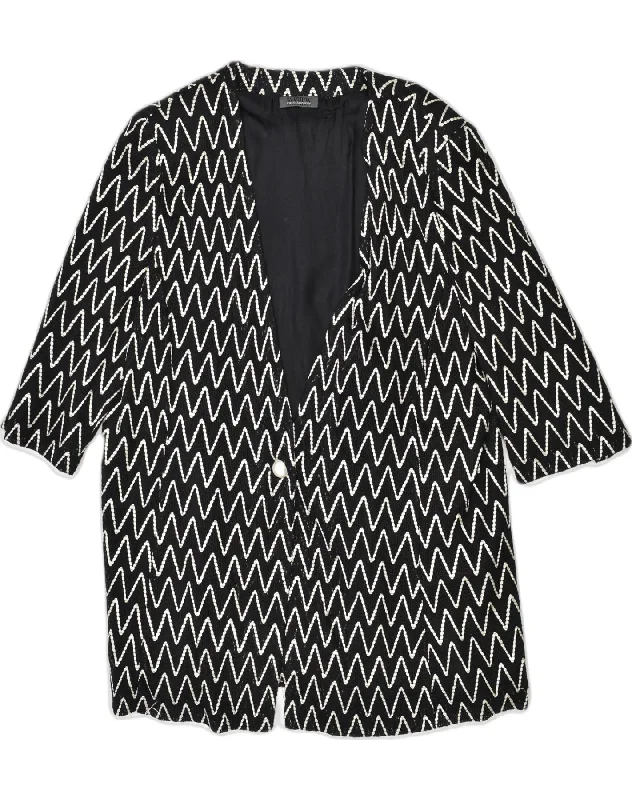 Women's Occasion Wear Clothing ROCCOBAROCCO Womens 1 Button Blazer Jacket UK 20 2XL Black Chevron Viscose Women's Occasion Wear Clothing ROCCOBAROCCO Womens 1 Button Blazer Jacket UK 20 2XL Black Chevron Viscose