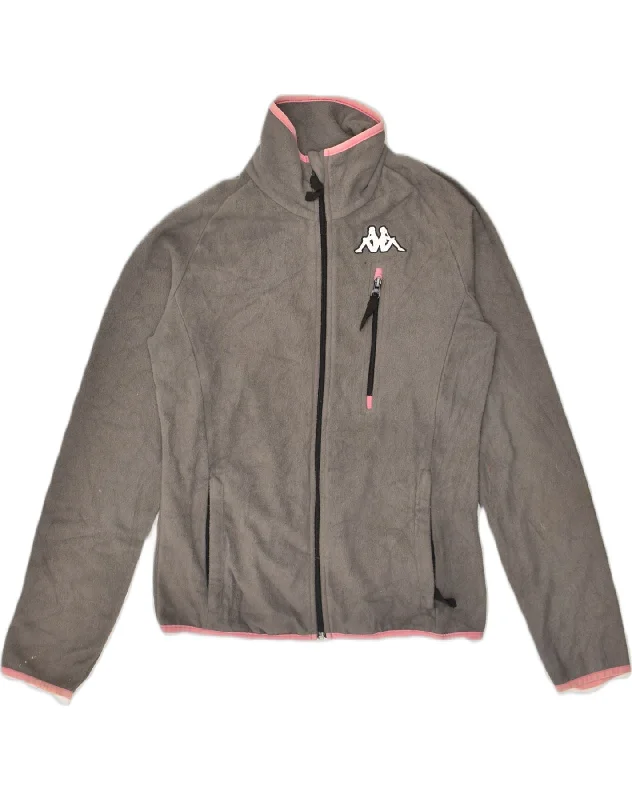 Flash Discount KAPPA Womens Fleece Jacket UK 14 Medium Grey Polyester