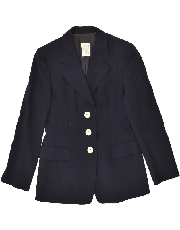 Affordable Women's Apparel FERRE Womens 3 Button Blazer Jacket UIK 14 Medium Navy Blue Affordable Women's Apparel FERRE Womens 3 Button Blazer Jacket UIK 14 Medium Navy Blue
