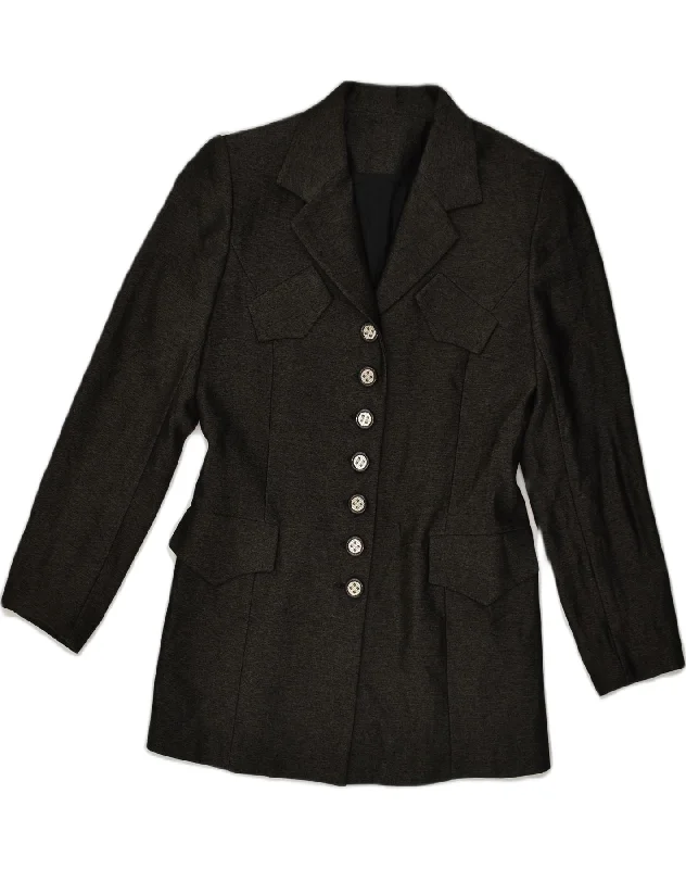 Affordable Women's Clothes VINTAGE Womens 7 button Blazer Jacket UK 14 Large Grey Polyester Affordable Women's Clothes VINTAGE Womens 7 button Blazer Jacket UK 14 Large Grey Polyester