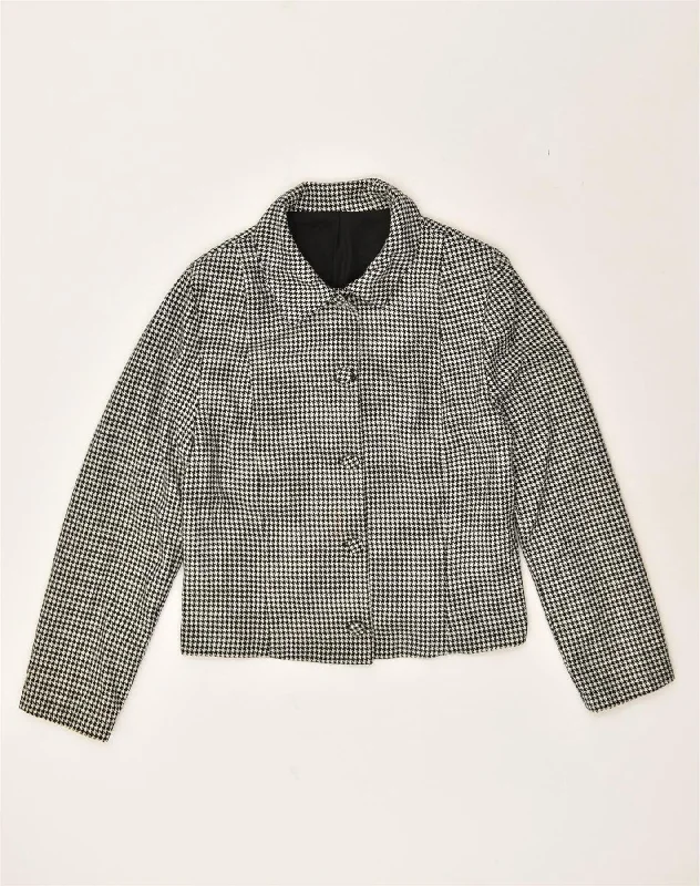 Women's Relaxed Outfit VINTAGE Womens 5 Button Blazer Jacket UK 16 Large Black Houndstooth Wool Women's Relaxed Outfit VINTAGE Womens 5 Button Blazer Jacket UK 16 Large Black Houndstooth Wool