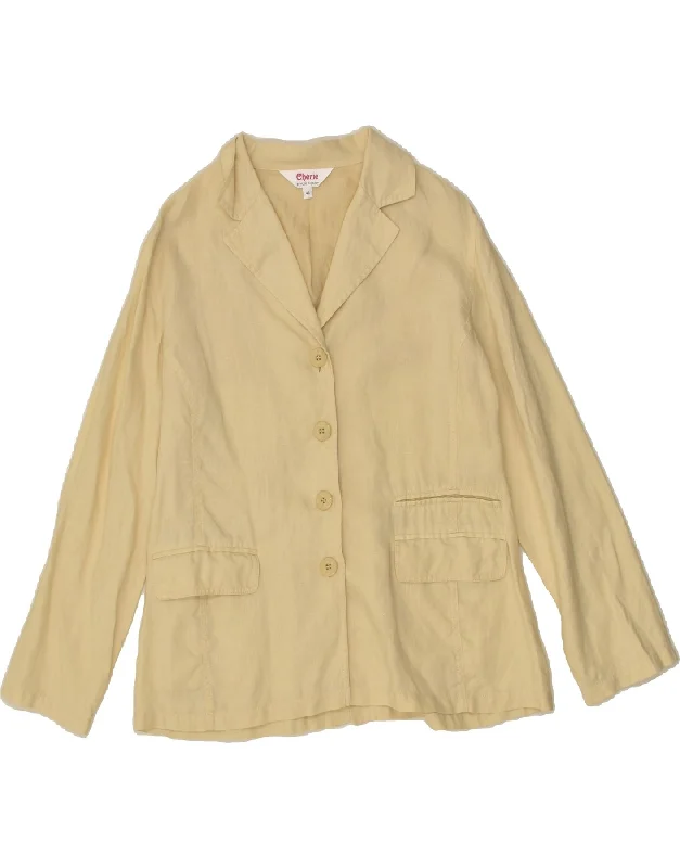 Clothing Online VINTAGE Womens 4 Button Blazer Jacket IT 46 Large Beige Linen