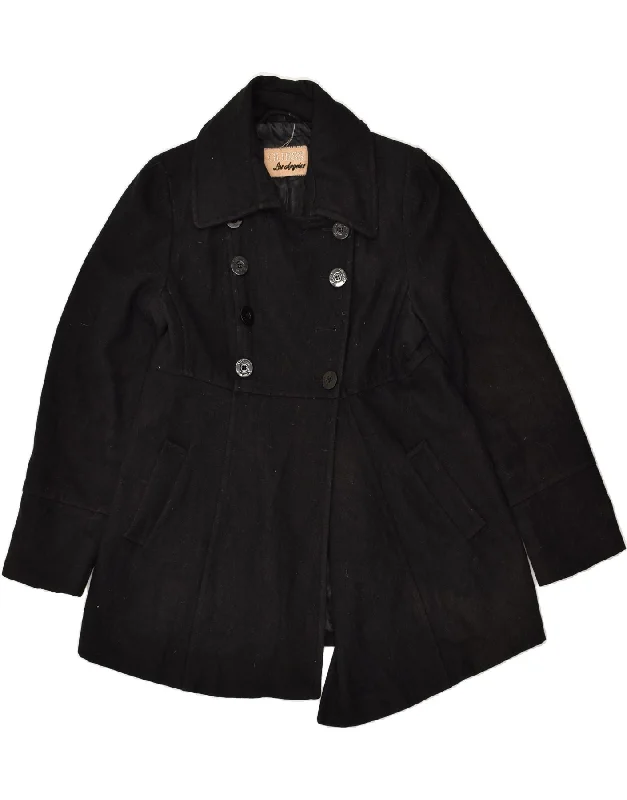 Boutique Dress Online GUESS Womens Double Breasted Coat UK 18 XL Black Wool