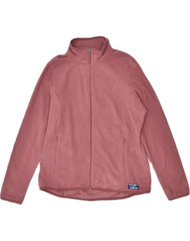 Flash Sale Clothing L.L.BEAN Womens Fleece Jacket UK 14 Medium Pink Polyester